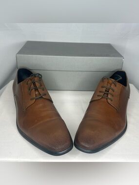 Kenneth Cole Men's Tan Brown Leather Lace-Up Oxfords